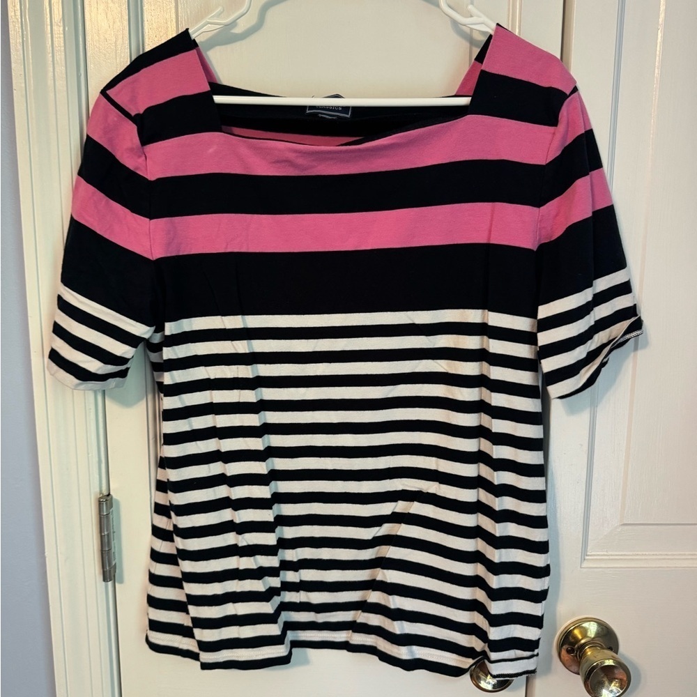 Chaos Striped Pink and Black Women's Top, Large - Picture 7 of 7
